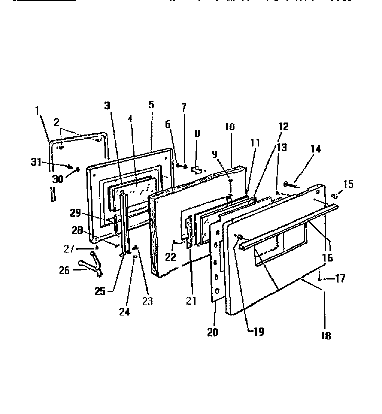 DOOR Diagram and Parts List for RER306CW0  Kelvinator Range