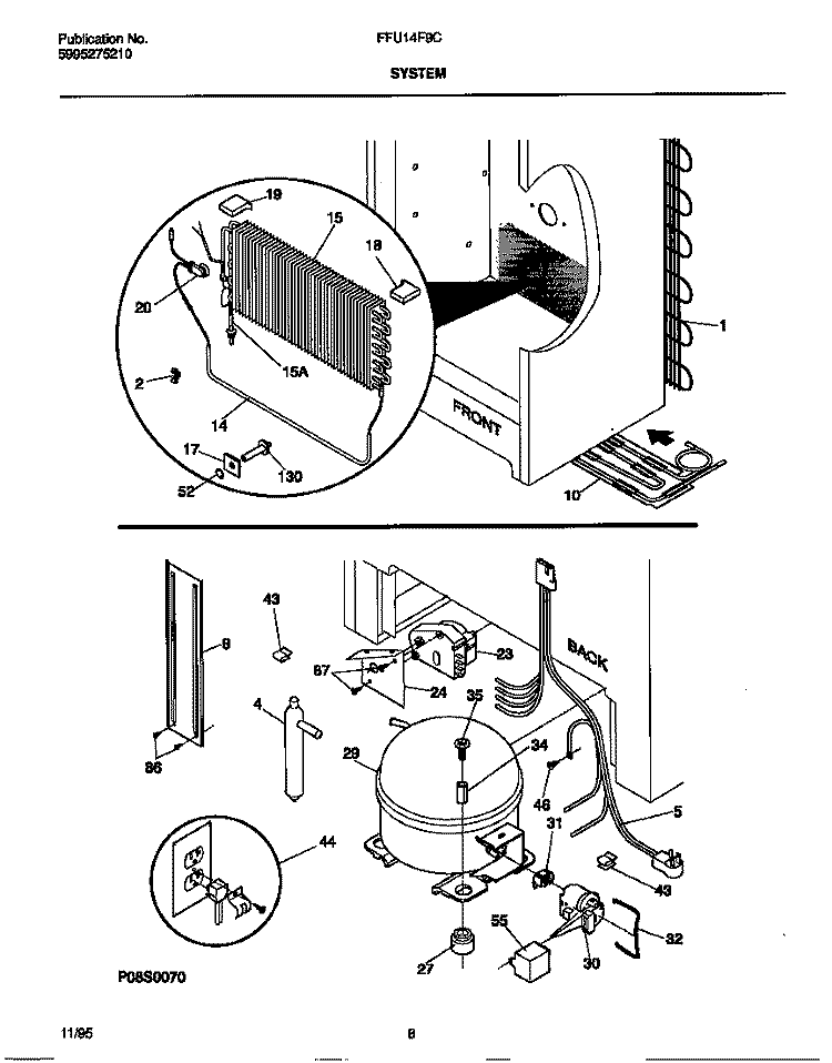 SYSTEM Diagram and Parts List for FFU14F9CW1  Frigidaire Freezer