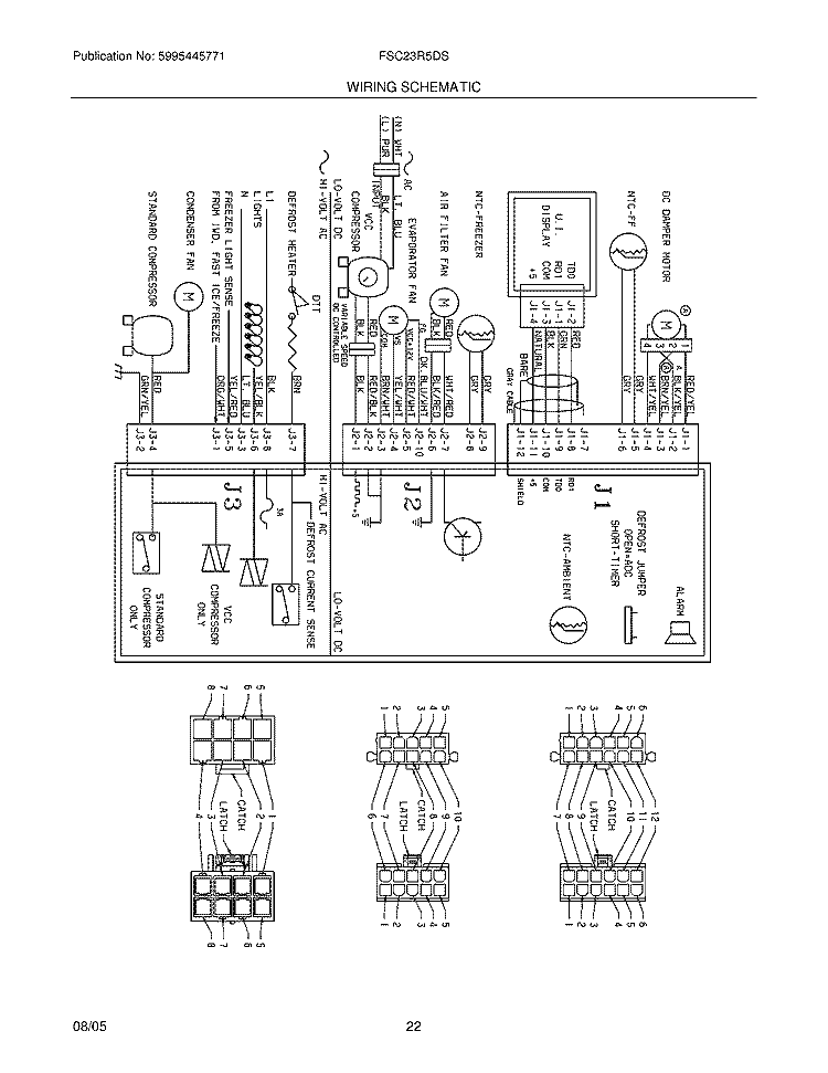 WIRING SCHEMATIC Diagram and Parts List for FSC23R5DSB9  Frigidaire Refrigerator