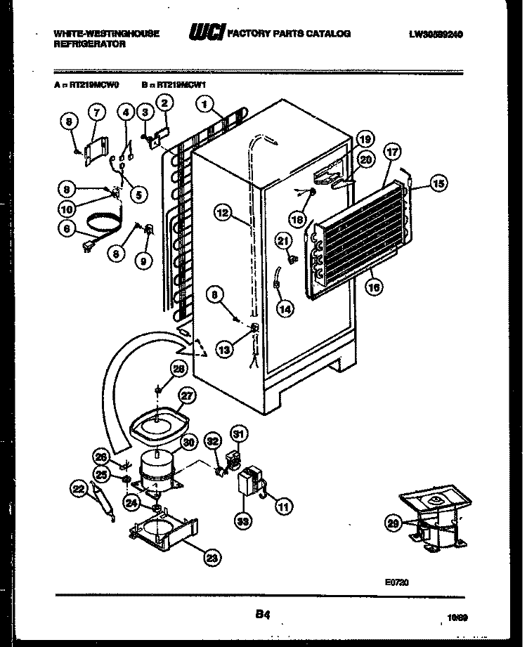 SYSTEM AND AUTOMATIC DEFROST PARTS Diagram and Parts List for RT219MCH0  Frigidaire Refrigerator