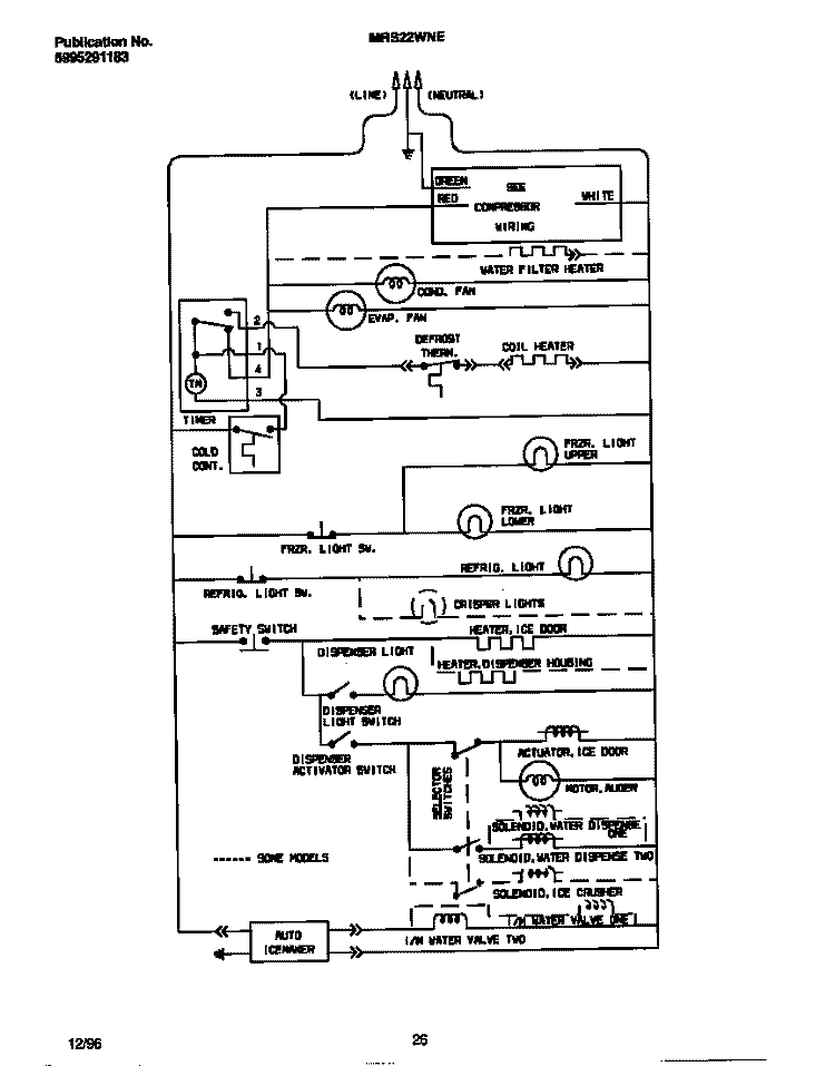 WIRING DIAGRAM Diagram and Parts List for MRS22WNEW2  Frigidaire Refrigerator