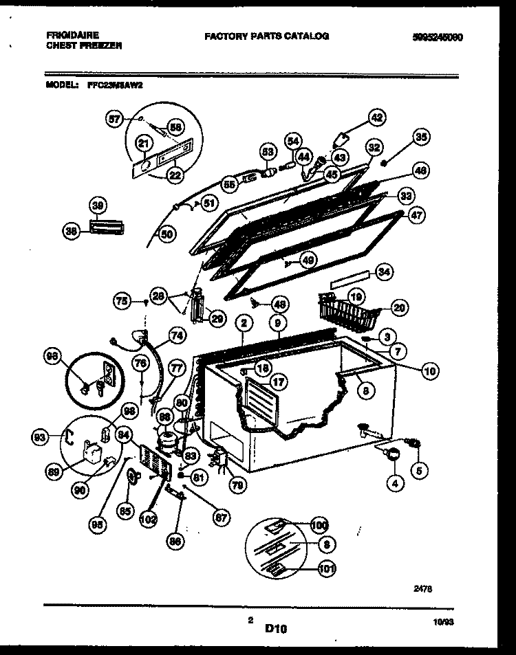 CHEST FREEZER PARTS Diagram and Parts List for FFC23M5AW2  Frigidaire Freezer