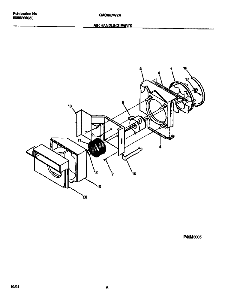 AIR HANDLING PARTS Diagram and Parts List for GAC067W7A1  Gibson Air Conditioner