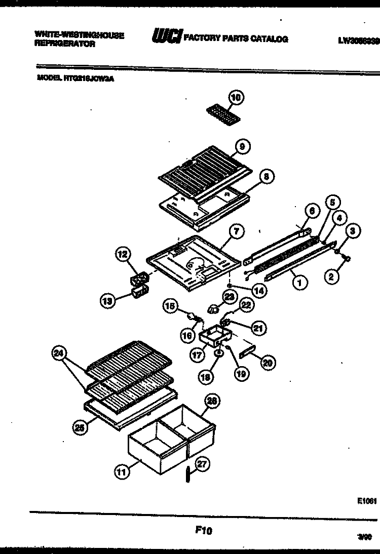 SHELVES AND SUPPORTS Diagram and Parts List for RTG216JCF3A  Frigidaire Refrigerator