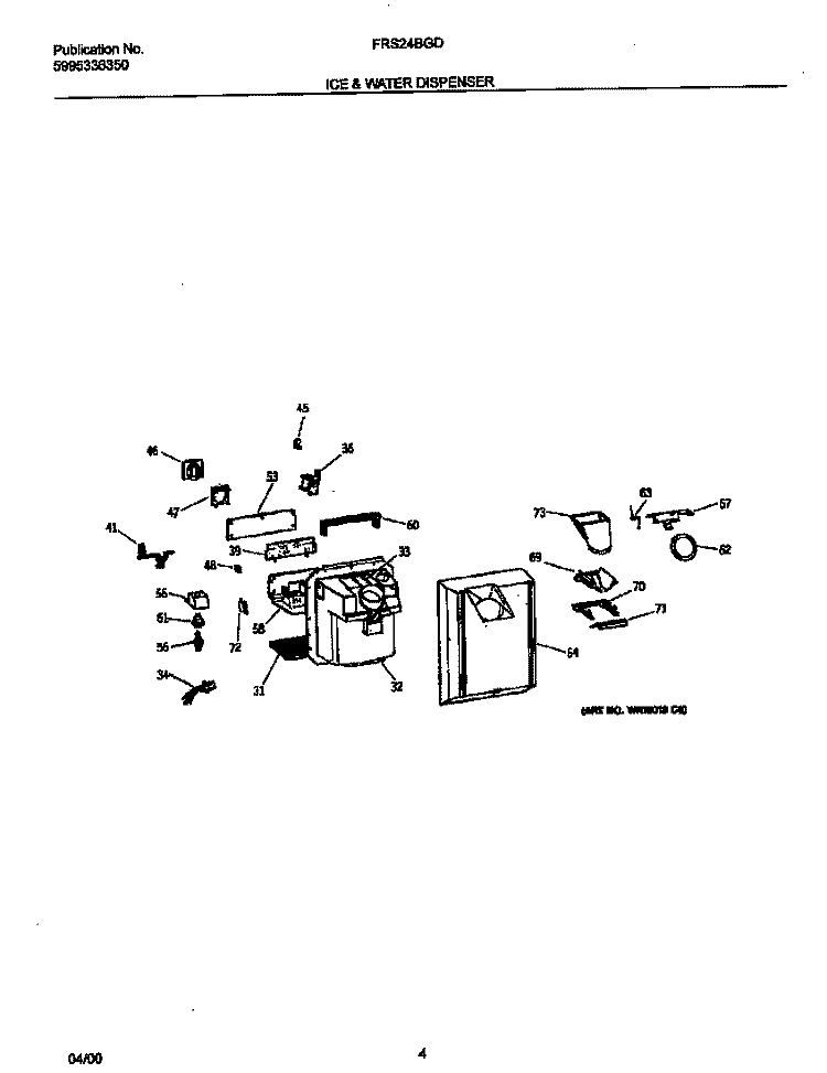 ICE AND WATER DISP Diagram and Parts List for FRS24BGDW0  Frigidaire Refrigerator