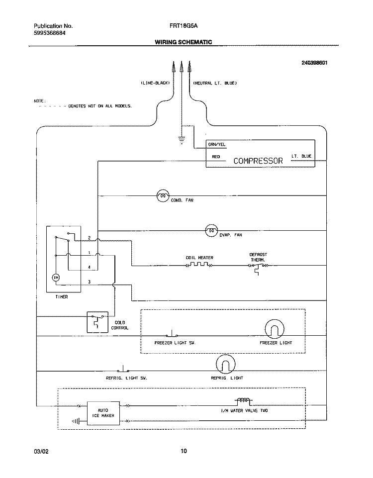 WIRING SCHEMATIC Diagram and Parts List for FRT18G5AW1  Frigidaire Refrigerator