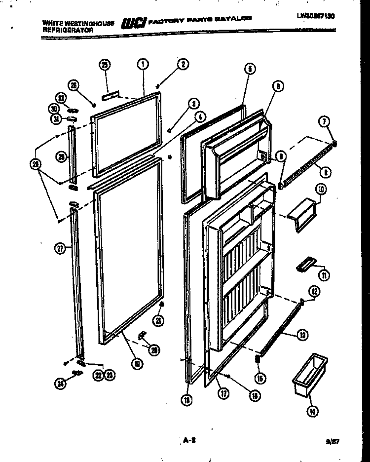 DOOR PARTS Diagram and Parts List for RT190GCF5  Frigidaire Refrigerator