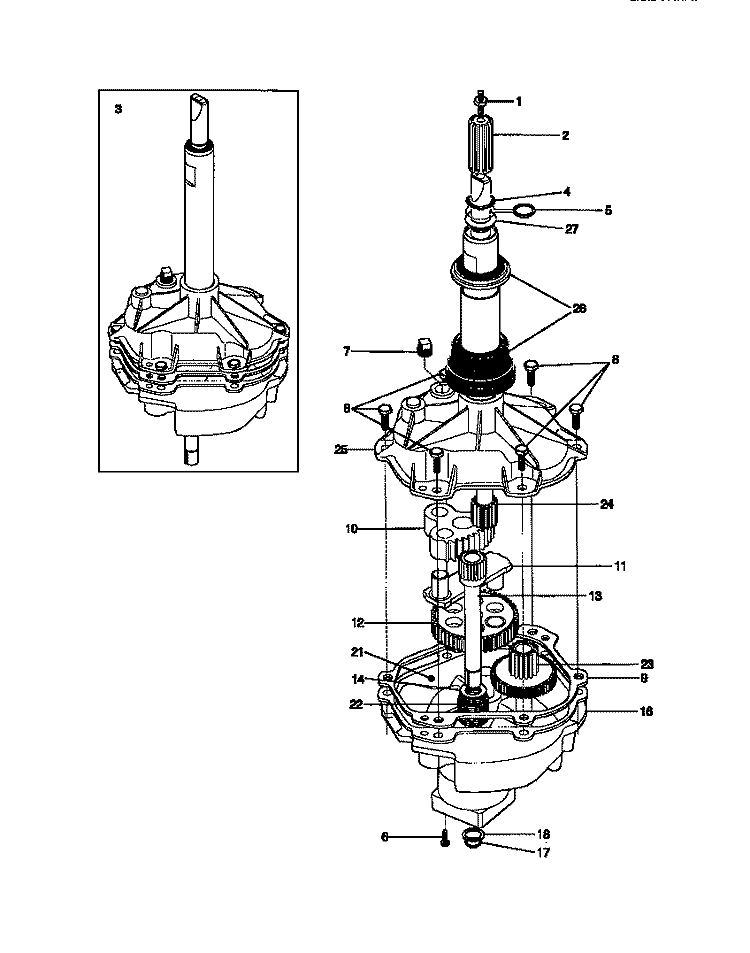 TRANSMISSION Diagram and Parts List for FWX433RBT2  Frigidaire Washer