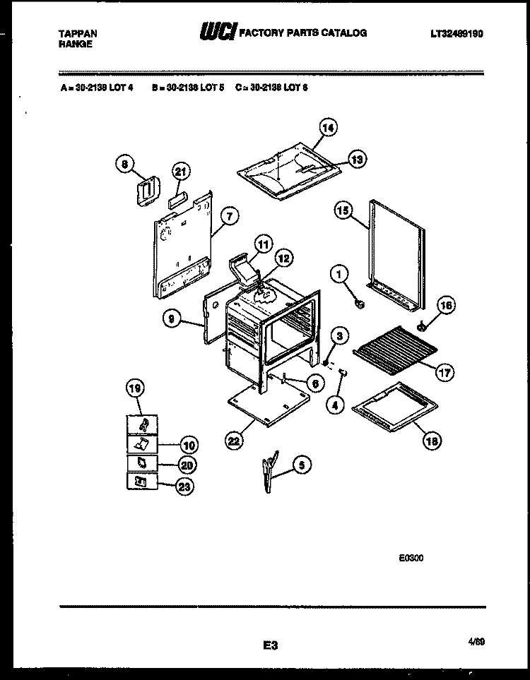 BODY PARTS Diagram and Parts List for 30-2138-00-04  Tappan Range