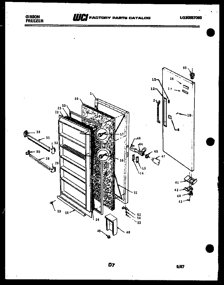 DOOR PARTS Diagram and Parts List for FV21M2DSFD  Gibson Freezer