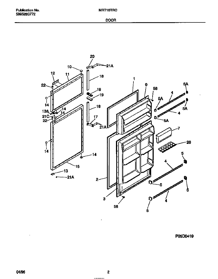 DOOR Diagram and Parts List for MRT18TRCW2  Frigidaire Refrigerator