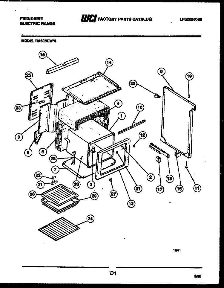BODY PARTS Diagram and Parts List for RA30BEL3  Frigidaire Range