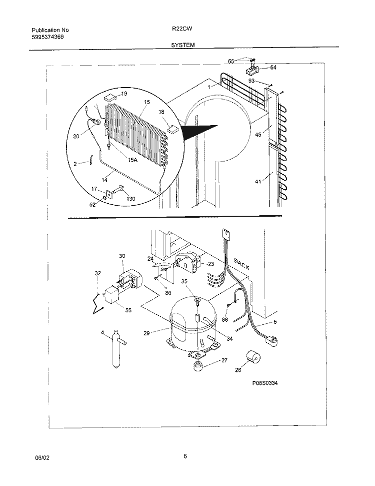 SYSTEM Diagram and Parts List for R22CW10  Frigidaire Freezer
