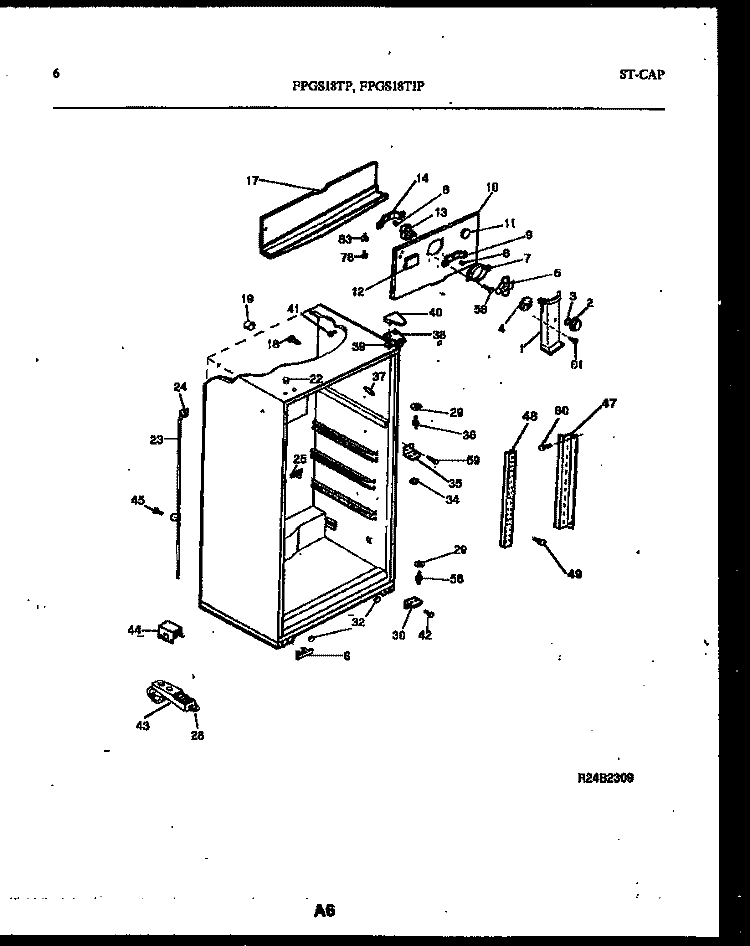 CABINET PARTS Diagram and Parts List for FPGS18TIPLL0  Frigidaire Refrigerator