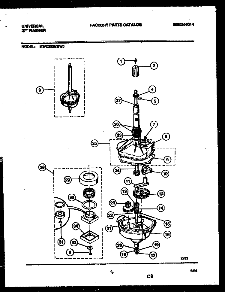 TRANSMISSION PARTS Diagram and Parts List for MWX233MBW0  Tappan Washer