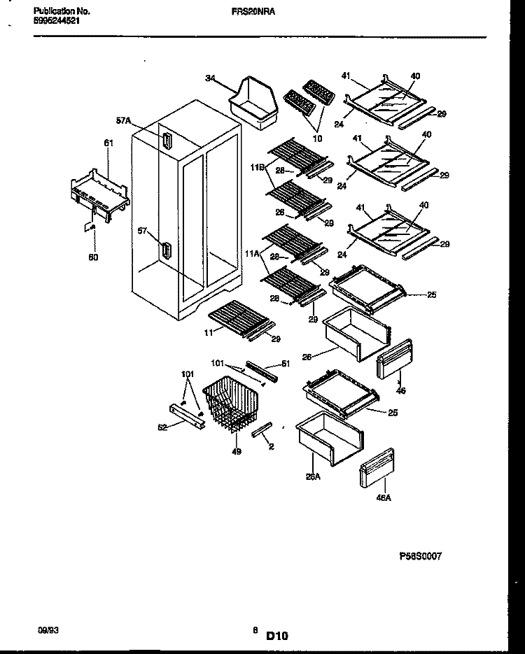 SHELVES AND SUPPORTS Diagram and Parts List for FRS20NRAD3  Frigidaire Refrigerator