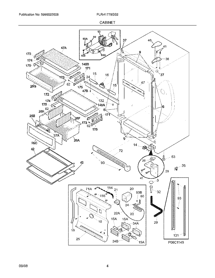 CABINET Diagram and Parts List for PLRH1779GS2  Frigidaire Refrigerator