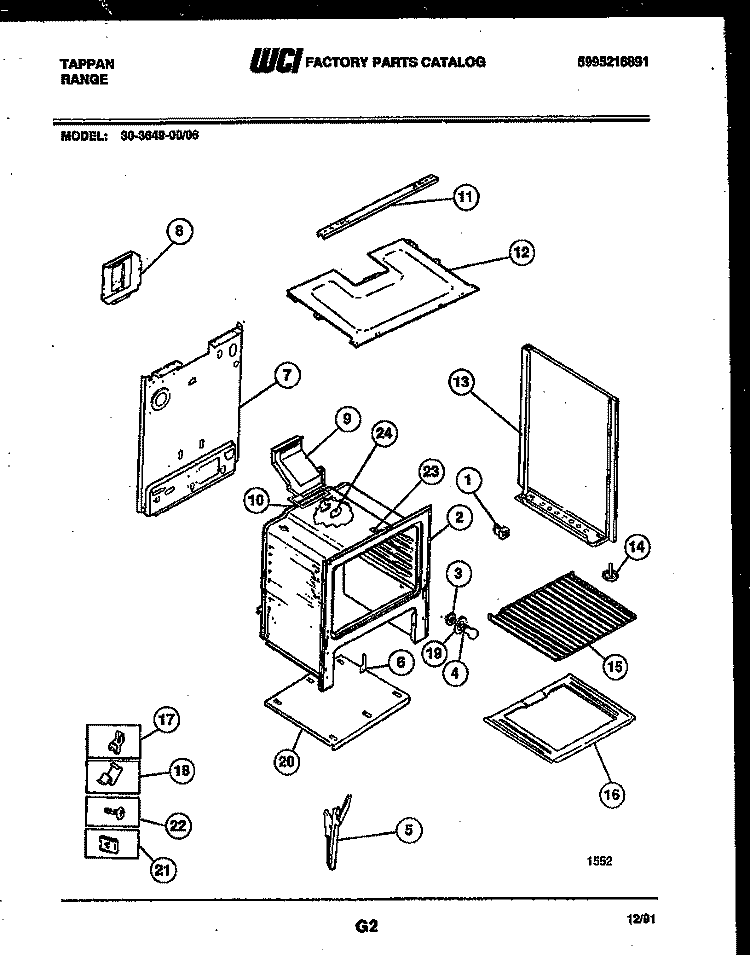 BODY PARTS Diagram and Parts List for 30-3649-66-06  Tappan Range