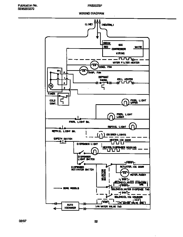 WIRING DIAGRAM Diagram and Parts List for FRS20ZSFB0  Frigidaire Refrigerator