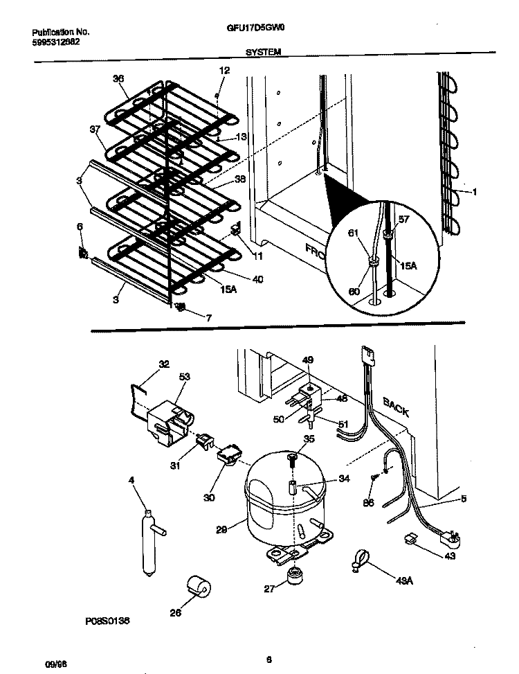 SYSTEM Diagram and Parts List for GFU17D5GW0  Gibson Freezer