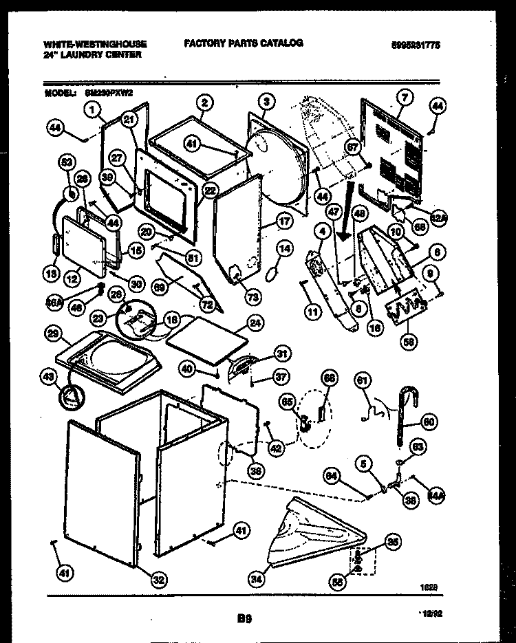 CABINET PARTS AND HEATER Diagram and Parts List for SM230PXD2  Frigidaire Washer