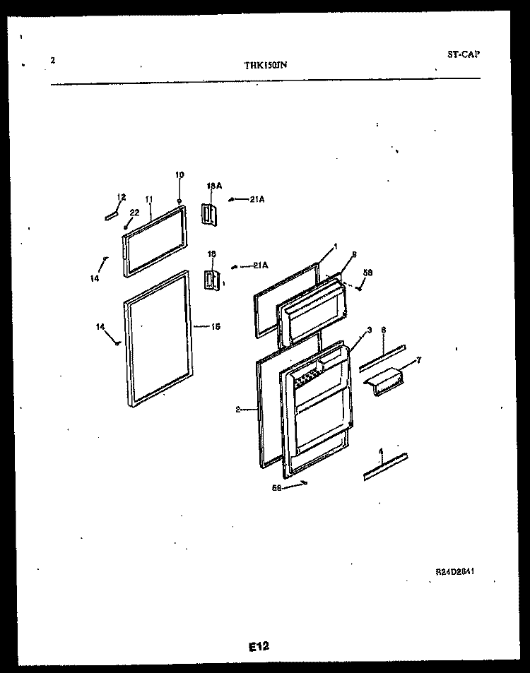 DOOR PARTS Diagram and Parts List for THK150JN2D  Kelvinator Refrigerator