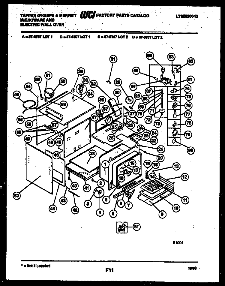 LOWER BODY PARTS Diagram and Parts List for 57-2707-10-02  Tappan Microwave Oven Combo