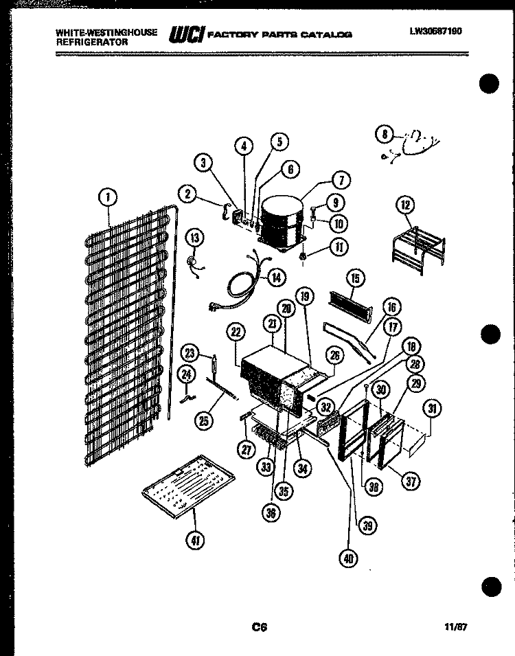 SYSTEM AND AUTOMATIC DEFROST PARTS Diagram and Parts List for RA186GCH4  Frigidaire Refrigerator
