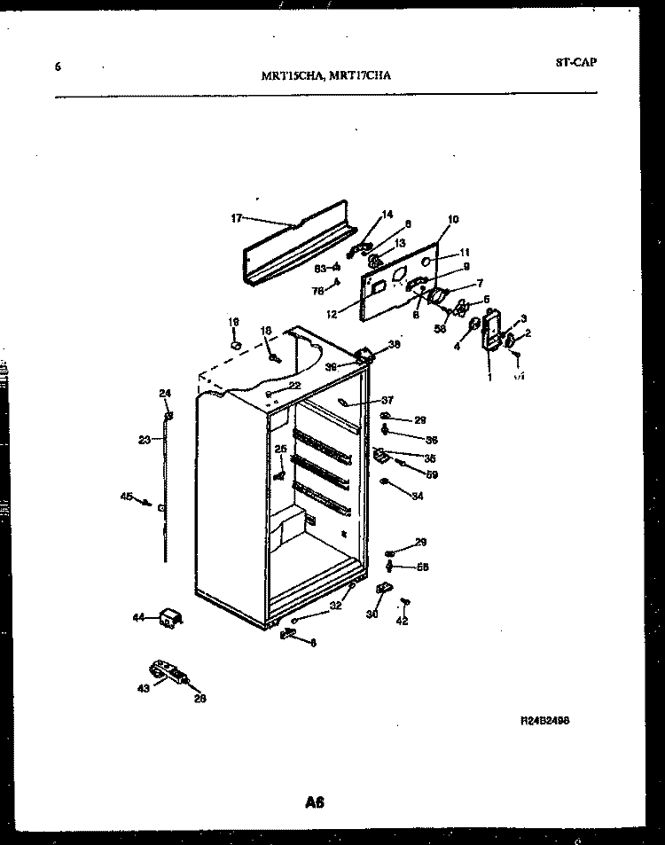 CABINET PARTS Diagram and Parts List for MRT15CHAA0  Frigidaire Refrigerator