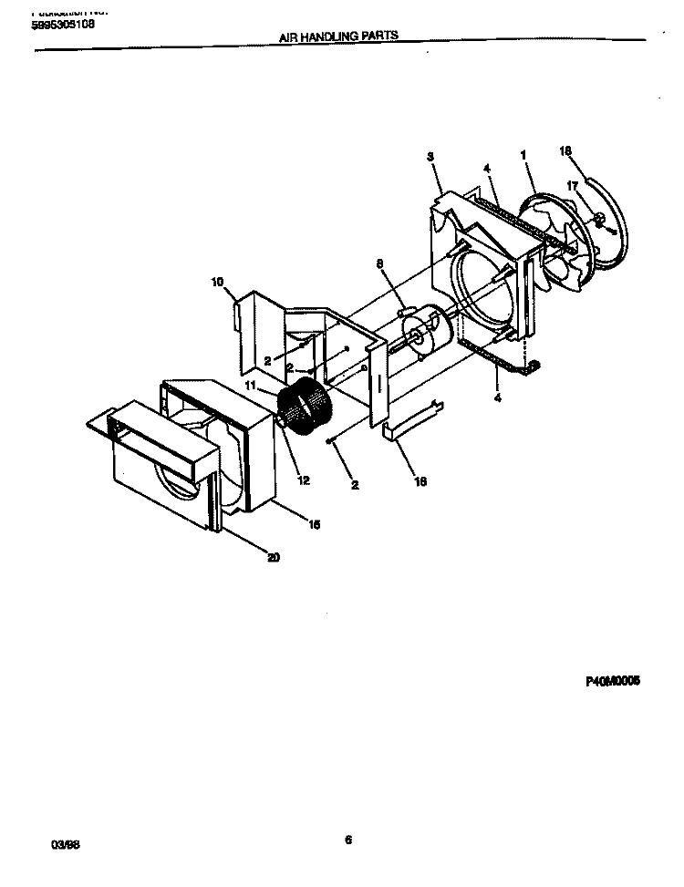 AIR HANDLING PARTS Diagram and Parts List for FAC083W7A1C  Frigidaire Air Conditioner