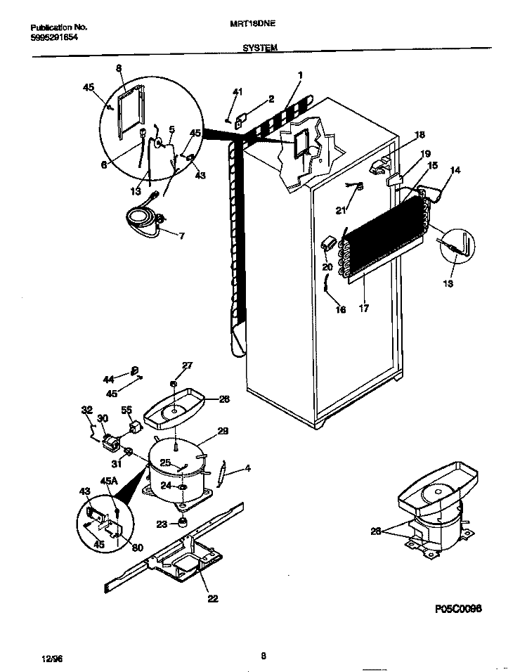 SYSTEM Diagram and Parts List for MRT18DNEW3  Frigidaire Refrigerator