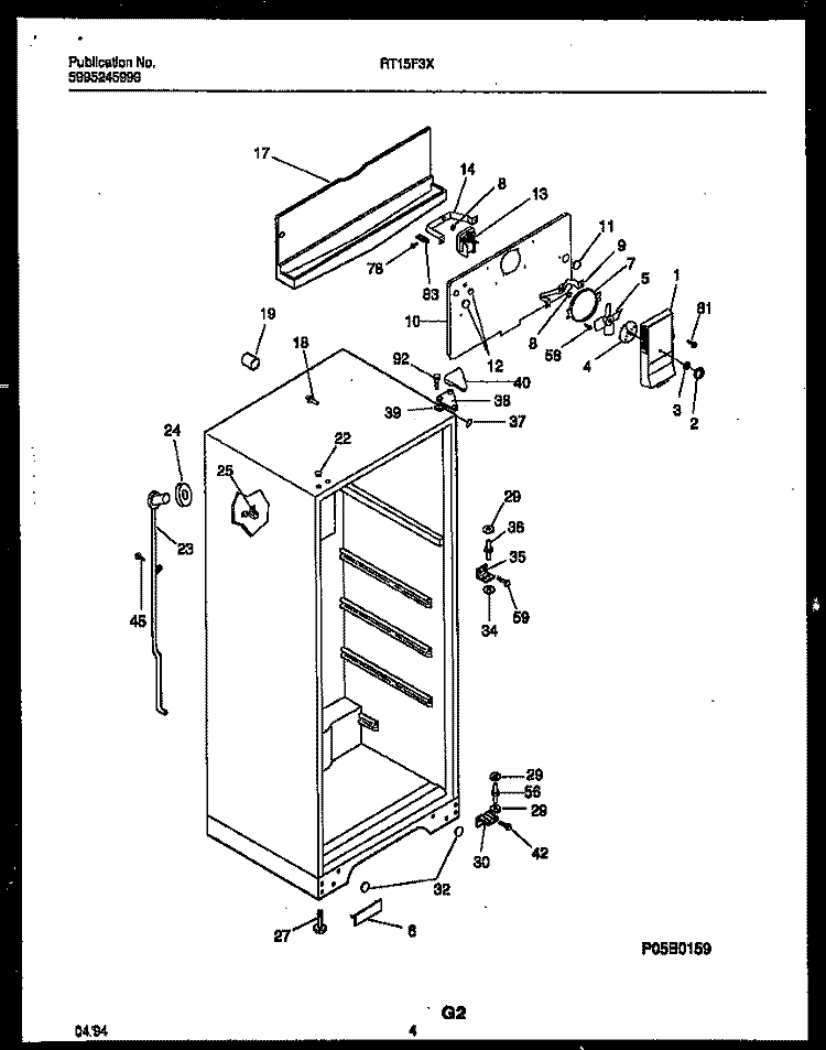 CABINET PARTS Diagram and Parts List for RT15F3WX4C  Gibson Refrigerator