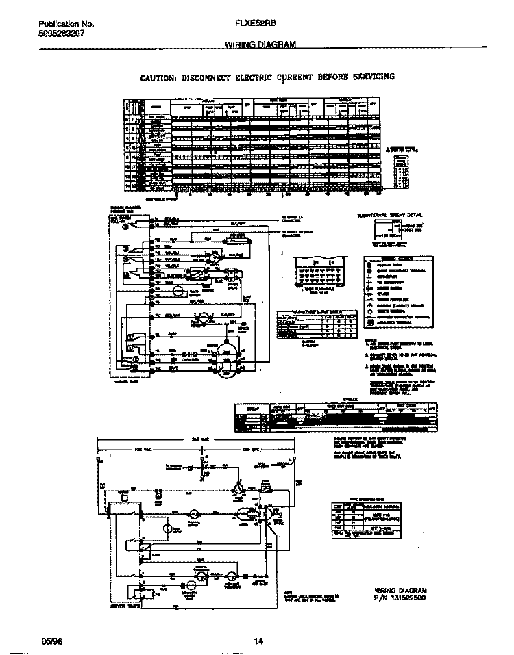 WIRING DIAGRAM Diagram and Parts List for FLXE52RBT2  Frigidaire Washer Dryer Combo