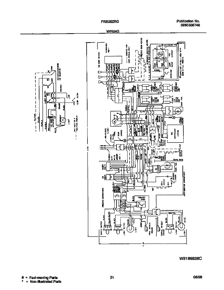WIRING DIAGRAM Diagram and Parts List for FRS26ZRGW0  Frigidaire Refrigerator