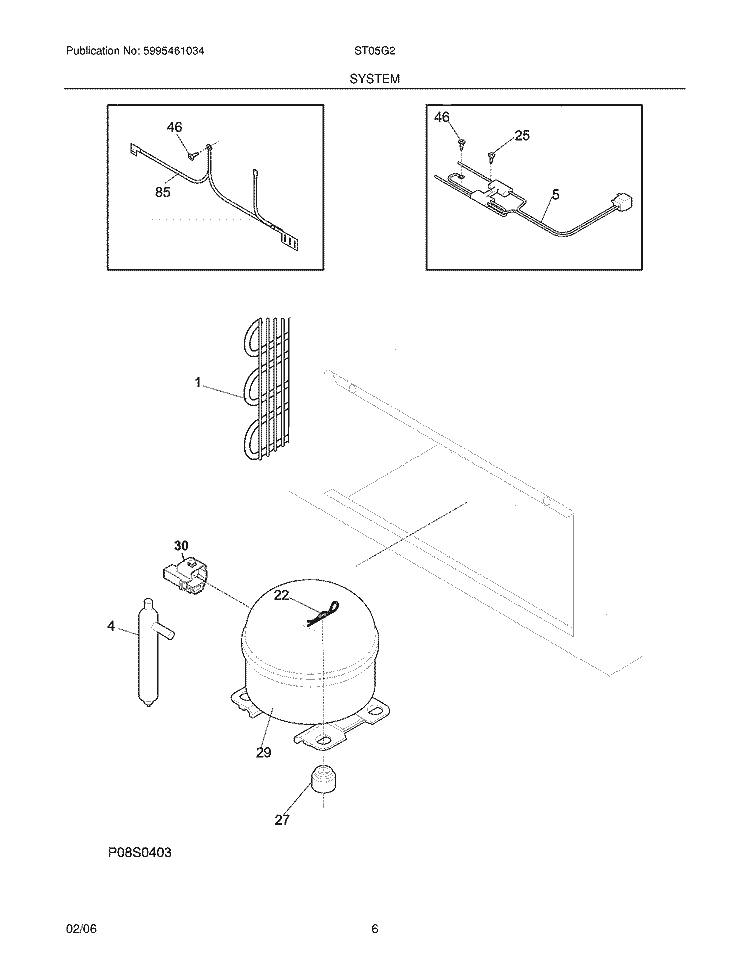 SYSTEM Diagram and Parts List for ST05G2  Electrolux Freezer