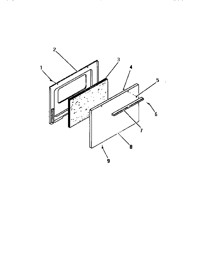 OVEN DOOR, PANELS Diagram and Parts List for G24CL0  Frigidaire Range