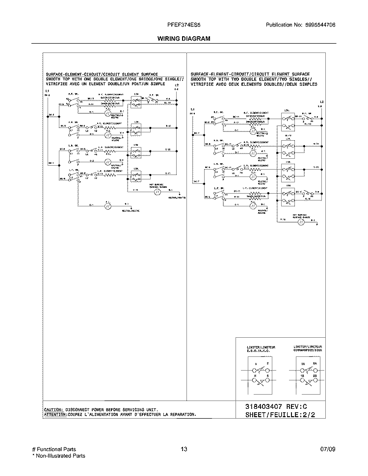 WIRING DIAGRAM Diagram and Parts List for PFEF374ES5  Frigidaire Wall Oven