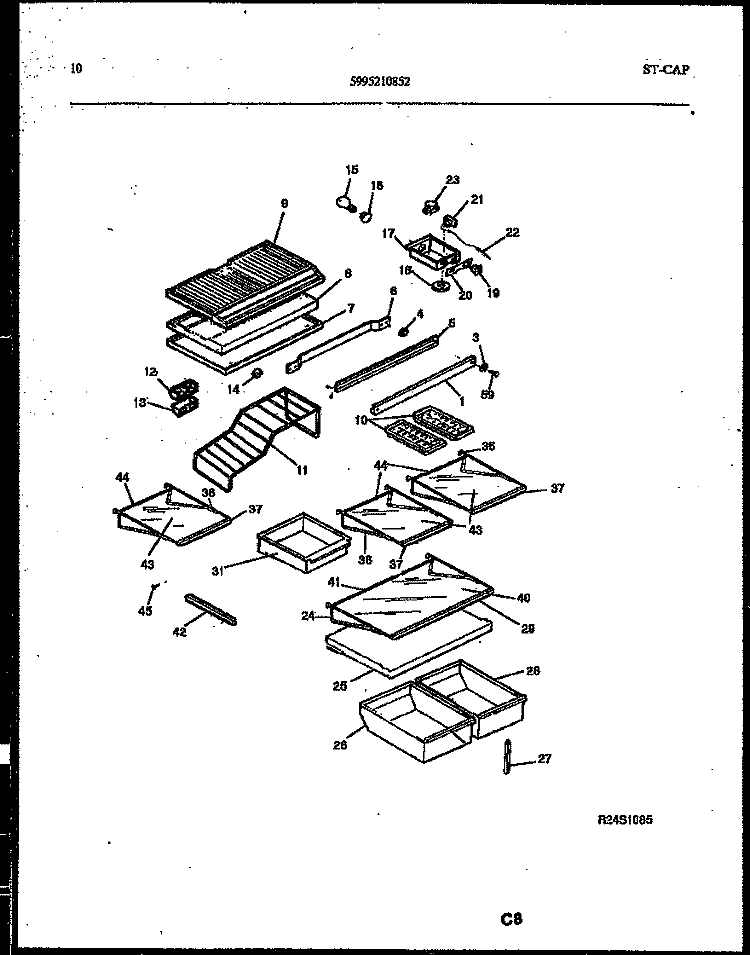 SHELVES AND SUPPORTS Diagram and Parts List for 95-2181-66-00  Tappan Refrigerator