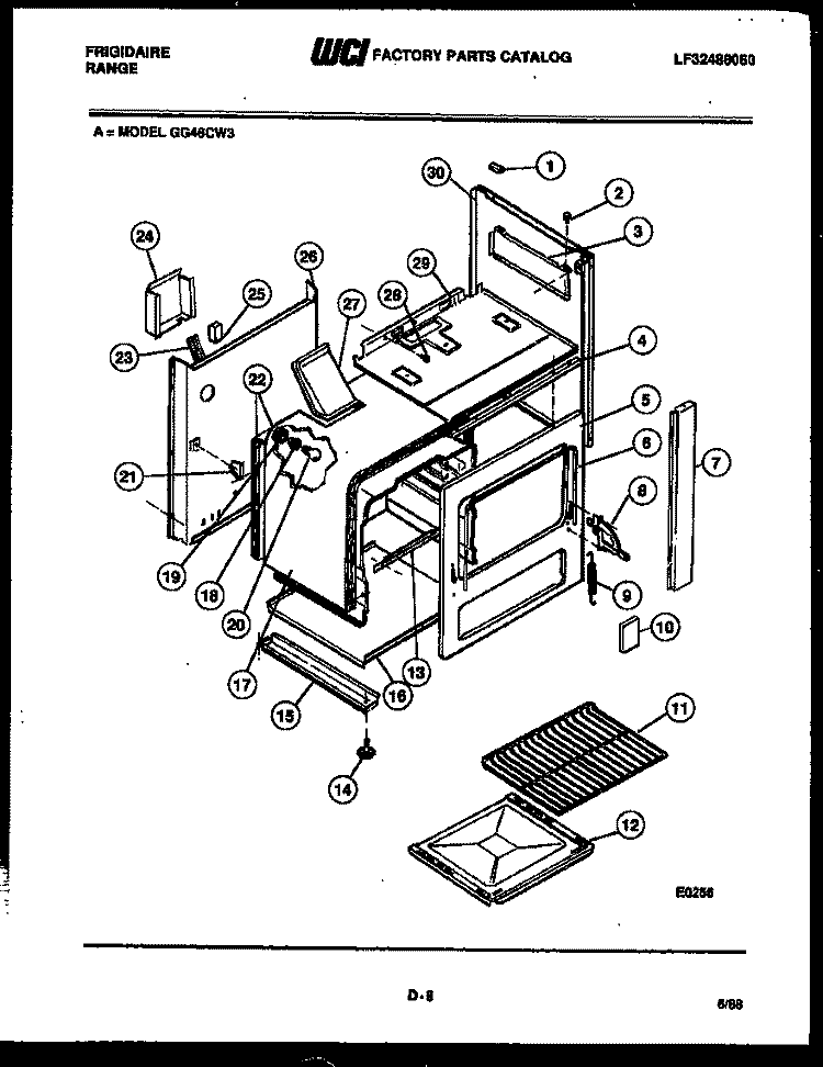 BODY PARTS Diagram and Parts List for GG46CL3  Frigidaire Range