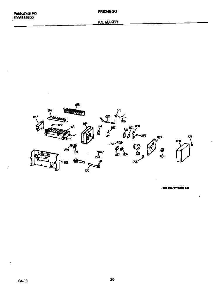 ICE MAKER Diagram and Parts List for FRS24BGDW0  Frigidaire Refrigerator