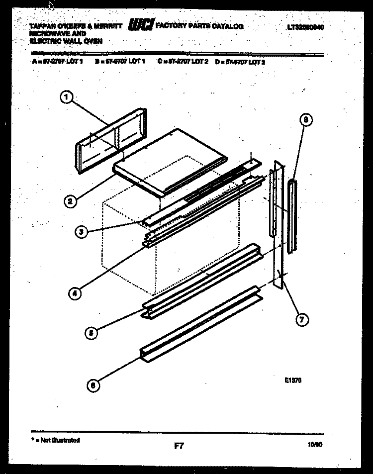 EXTRUSION PARTS Diagram and Parts List for 57-2707-10-02  Tappan Microwave Oven Combo