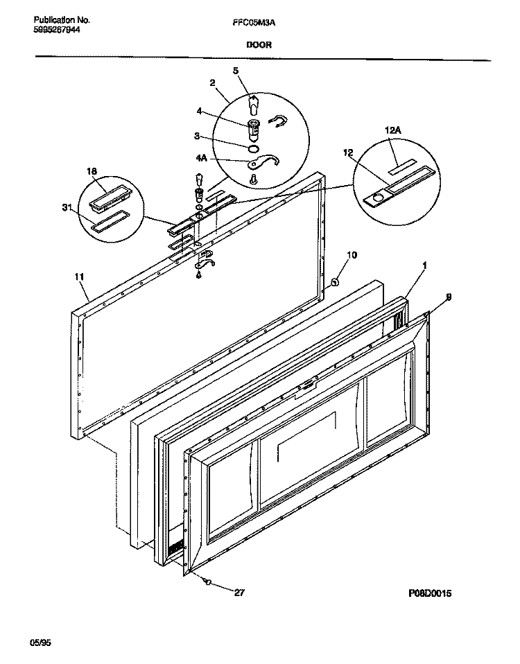 DOOR Diagram and Parts List for FFC05M3AW3  Frigidaire Freezer