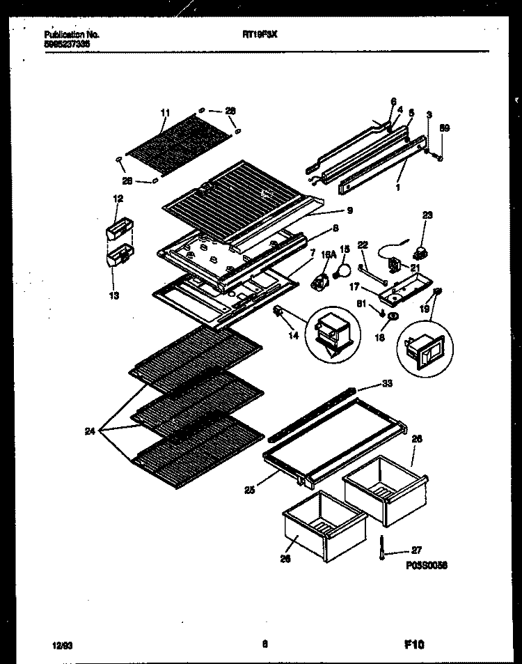 SHELVES AND SUPPORTS Diagram and Parts List for RT19F3YX3C  Gibson Refrigerator