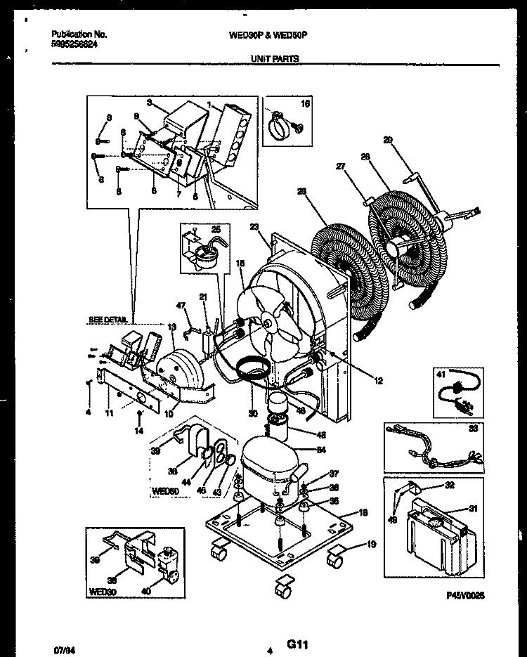 UNIT PARTS Diagram and Parts List for WED50P4  Frigidaire Dehumidifier