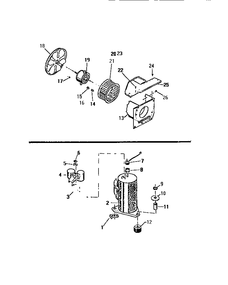 AIR HANDLING PARTS, COMPRESSOR Diagram and Parts List for MH413C1QA  Kelvinator Air Conditioner