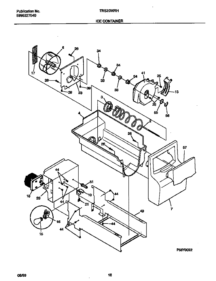 ICE CONTAINER Diagram and Parts List for TRS20WRHD2  Tappan Refrigerator