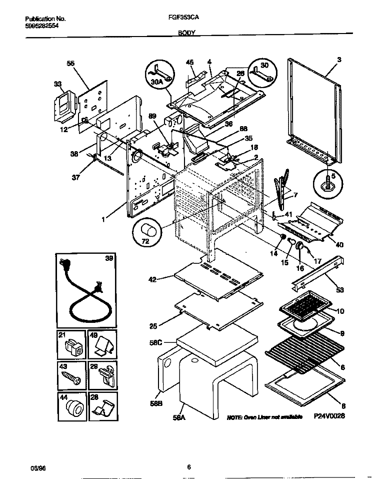 BODY Diagram and Parts List for FGF353CASC  Frigidaire Range