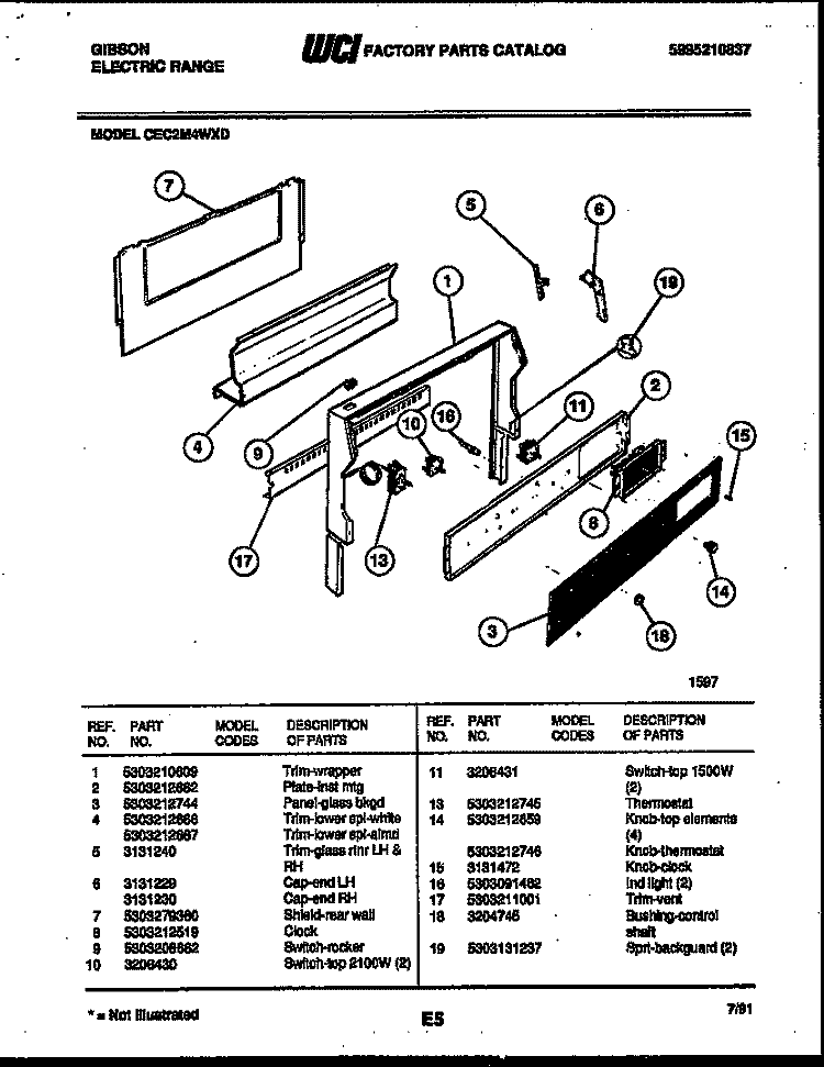 BACKGUARD Diagram and Parts List for CEC2M4WXD  Gibson Range