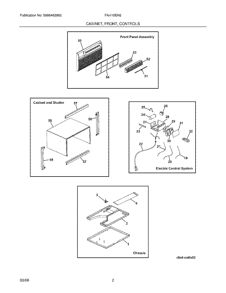 CABINET / FRONT / CONTROLS Diagram and Parts List for FAH10EN2T3  Frigidaire Air Conditioner