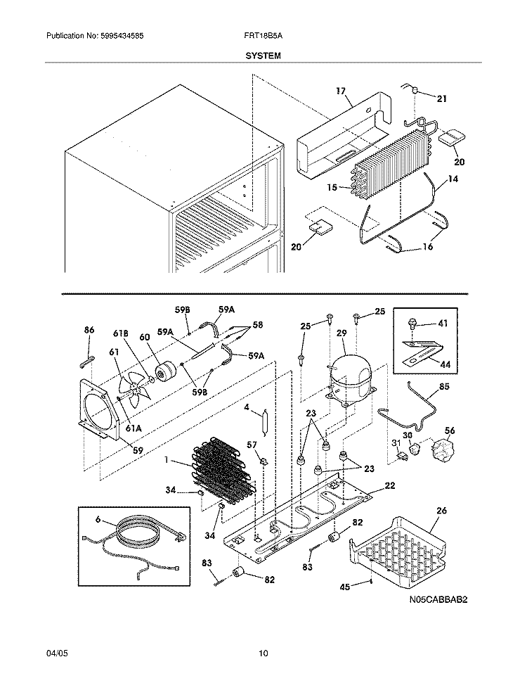 SYSTEM Diagram and Parts List for FRT18B5ABA  Frigidaire Refrigerator